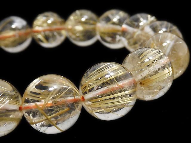 【動画】【1点もの】ルチルクォーツAAA- ラウンド12mm 1連(ブレス) NO.324の画像
