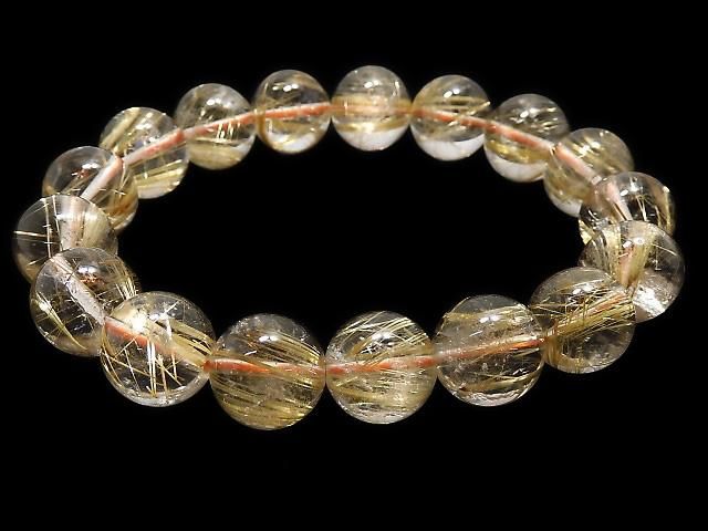 【動画】【1点もの】ルチルクォーツAAA- ラウンド12mm 1連(ブレス) NO.324 サムネイル4