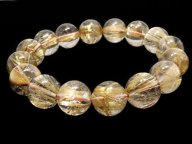 【動画】【1点もの】ルチルクォーツAAA- ラウンド13mm 1連(ブレス) NO.325 サムネイル4