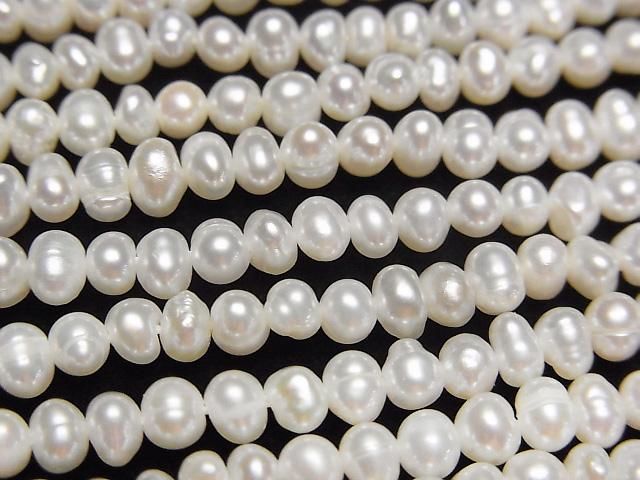 【動画】淡水真珠AA+ ポテト3.5~4mm ホワイト 1連(約34cm)の画像