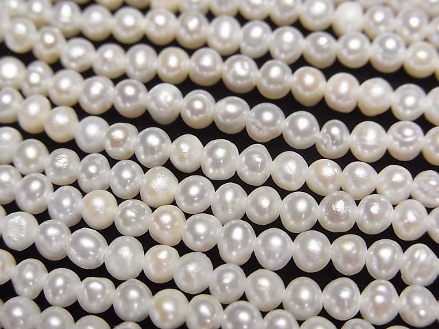 【動画】淡水真珠AA++ ポテト2.5~3mm ホワイト 1連(約35cm)の画像