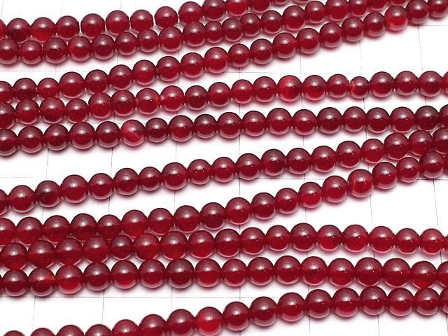 チェリーカラーカルセドニーAAA ラウンド4mm 1連(約36cm) サムネイル3