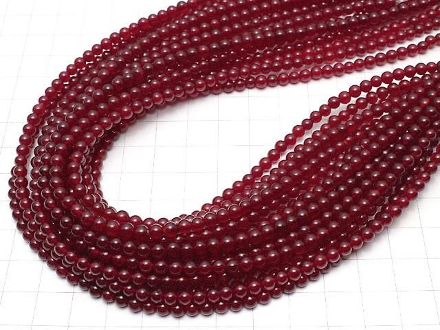 チェリーカラーカルセドニーAAA ラウンド4mm 1連(約36cm) サムネイル4