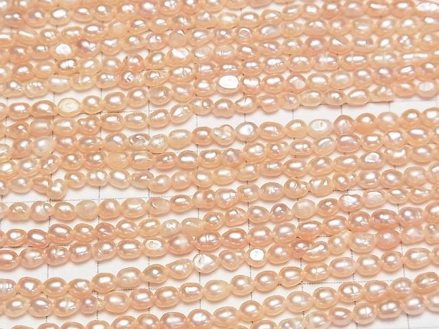 【動画】淡水真珠AA ライス5×3.5×3.5mm 天然オレンジピンク 1連(約33cm) サムネイル3