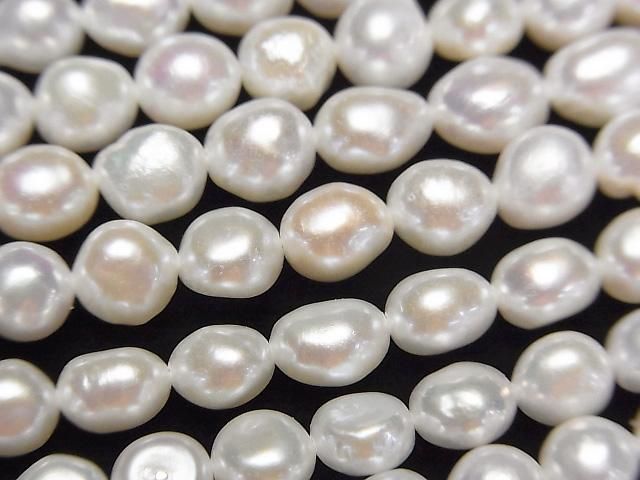 【動画】淡水真珠AA++ バロック6×5×5mm ホワイト 1連(約38cm)の画像
