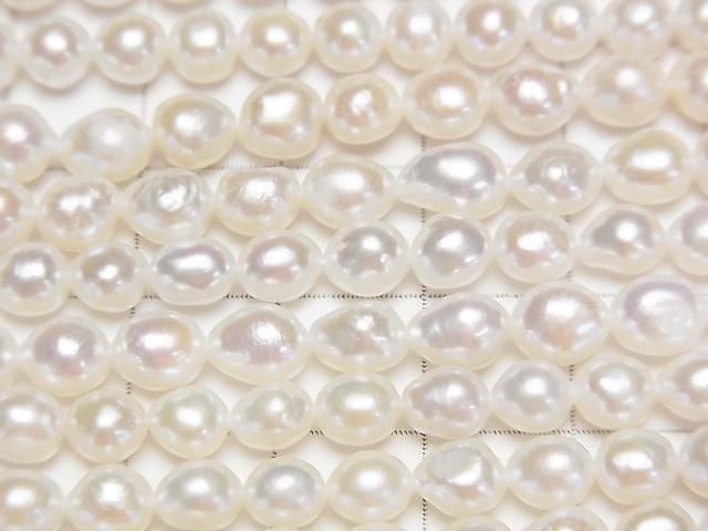 【動画】淡水真珠AA++ バロック6×5×5mm ホワイト 1連(約38cm) サムネイル2