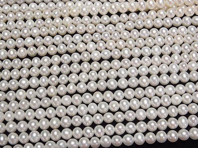 【動画】淡水真珠AAA セミラウンド~ポテト5mm ホワイト 半連/1連(約36cm) サムネイル3