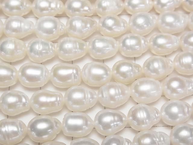 【動画】淡水真珠AA+ ナチュラルライス~ドロップ8~10mm ホワイト 1連(約38cm) サムネイル2