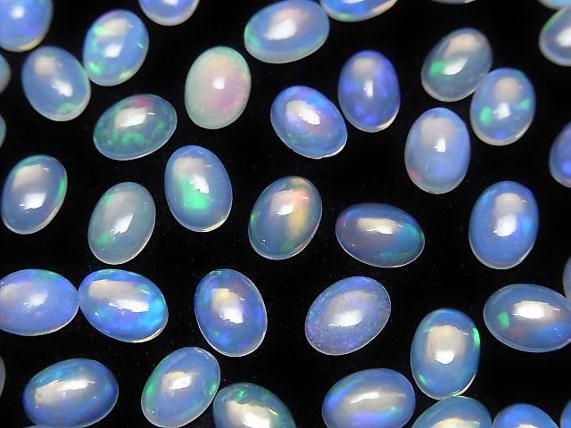 【動画】宝石質エチオピア産ウォーターオパールAAA- オーバル カボション7×5mm 5個の画像