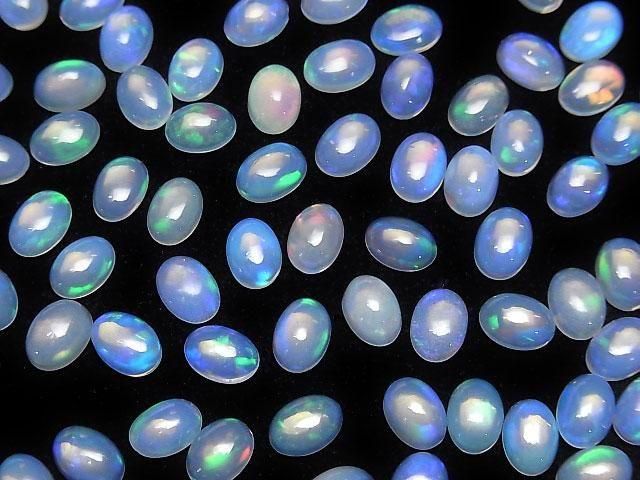 【動画】宝石質エチオピア産ウォーターオパールAAA- オーバル カボション7×5mm 5個 サムネイル3