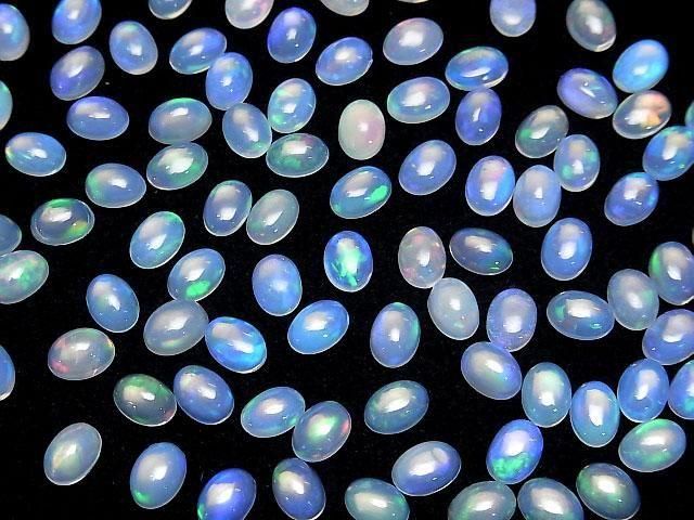 【動画】宝石質エチオピア産ウォーターオパールAAA- オーバル カボション7×5mm 5個 サムネイル4