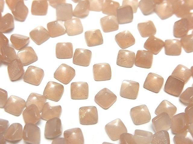 【動画】宝石質ピーチムーンストーンAAA- シュガーローフカット 4×4mm 10個の画像