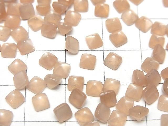 【動画】宝石質ピーチムーンストーンAAA- シュガーローフカット 4×4mm 10個 サムネイル2