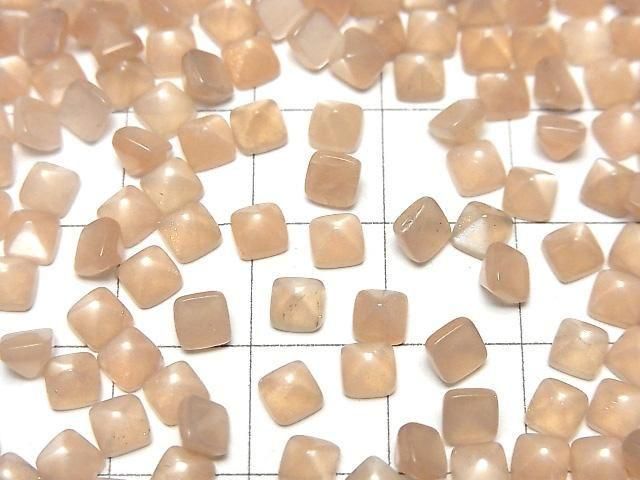 【動画】宝石質ピーチムーンストーンAAA- シュガーローフカット 4×4mm 10個 サムネイル3