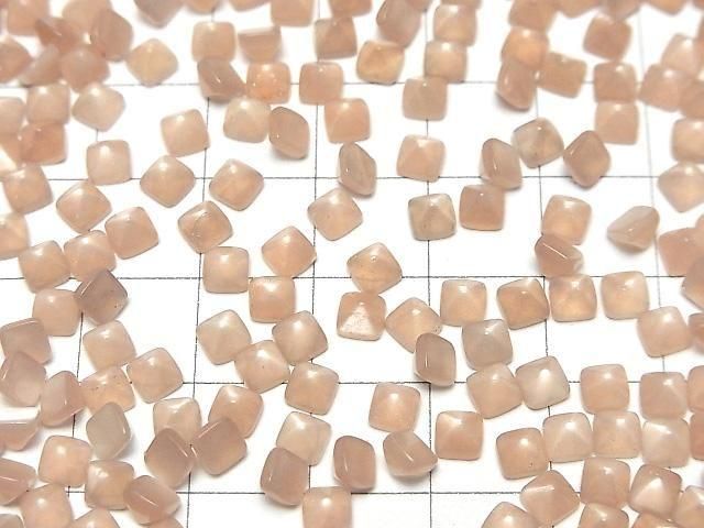 【動画】宝石質ピーチムーンストーンAAA- シュガーローフカット 4×4mm 10個 サムネイル4