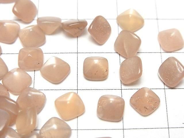 【動画】宝石質ピーチムーンストーンAAA- シュガーローフカット 6×6mm 5個 サムネイル2