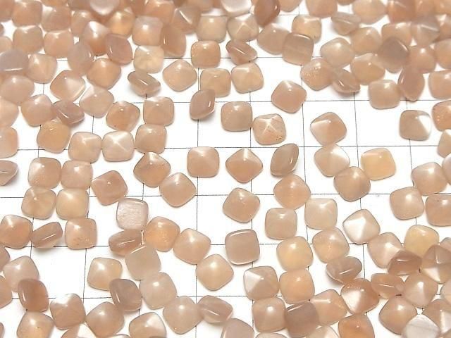 【動画】宝石質ピーチムーンストーンAAA- シュガーローフカット 6×6mm 5個 サムネイル4
