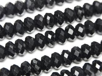 【素晴らしい輝き】ブラックスピネルAAA ボタンカット7×7×4mm 1連(約38cm)