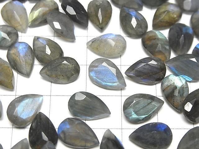 【動画】宝石質ラブラドライトAA++ ペアシェイプファセットカット12×8mm 3粒 サムネイル3