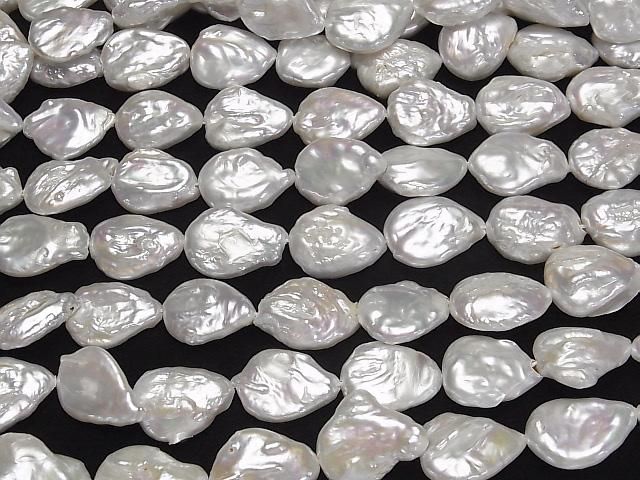 【動画】淡水真珠AA ペア~バロック18~24mm ホワイト 1連(約36cm) サムネイル3
