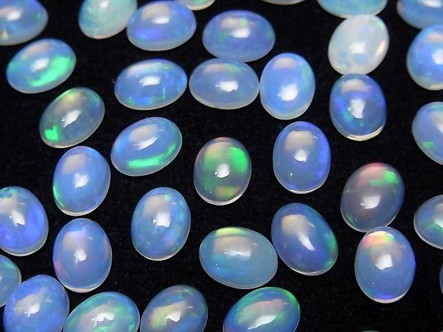 【動画】宝石質エチオピア産ウォーターオパールAAA- オーバル カボション8×6mm 3個の画像