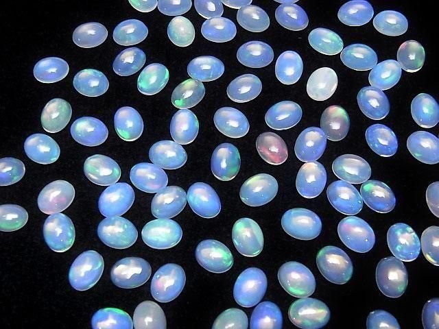 【動画】宝石質エチオピア産ウォーターオパールAAA- オーバル カボション8×6mm 3個 サムネイル4