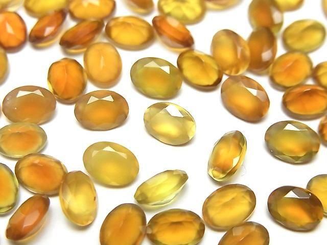 【動画】宝石質ハニーカラーカルセドニーAAA ルース オーバルファセットカット7×5mm 5粒の画像