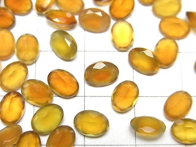【動画】宝石質ハニーカラーカルセドニーAAA ルース オーバルファセットカット7×5mm 5粒 サムネイル2