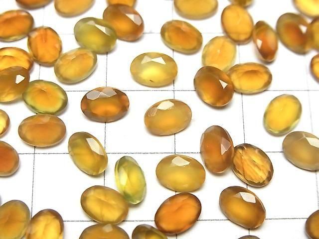 【動画】宝石質ハニーカラーカルセドニーAAA ルース オーバルファセットカット7×5mm 5粒 サムネイル3