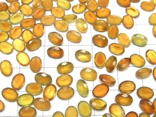 【動画】宝石質ハニーカラーカルセドニーAAA ルース オーバルファセットカット7×5mm 5粒 サムネイル4