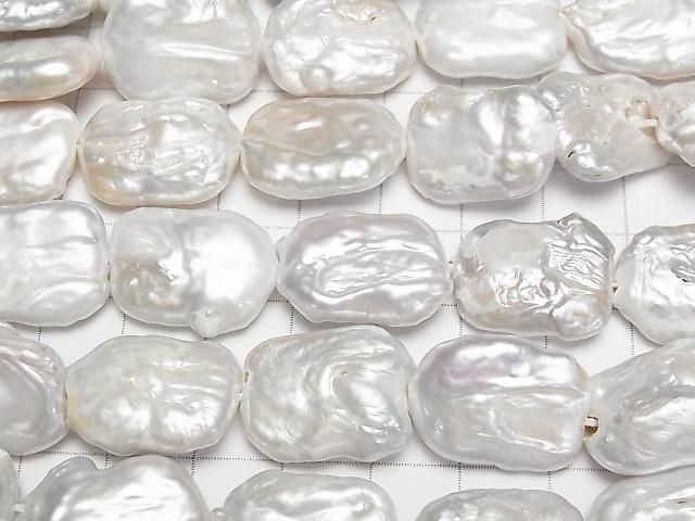 【動画】淡水真珠AA レクタングル20~22mm ホワイト 1連(約35cm) サムネイル2
