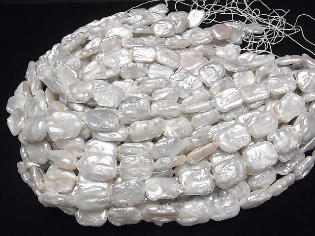 【動画】淡水真珠AA レクタングル20~22mm ホワイト 1連(約35cm) サムネイル4