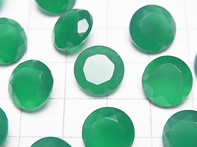 【動画】宝石質グリーンオニキスAAA ルース ラウンドファセットカット12×12mm 2粒 サムネイル2
