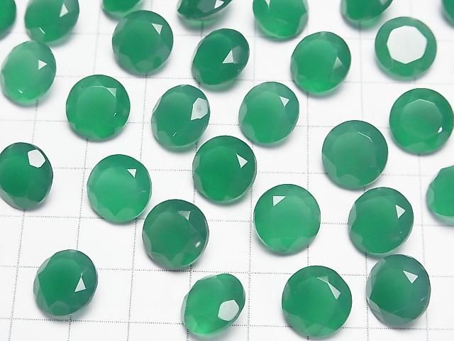 【動画】宝石質グリーンオニキスAAA ルース ラウンドファセットカット12×12mm 2粒 サムネイル3