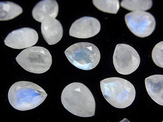 【動画】レインボームーンストーンAA++ ルース ペアシェイプファセットカット8×6mm 5粒の画像