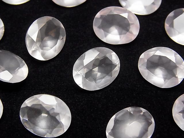 【動画】宝石質ローズクォーツAAA ルース オーバルファセットカット12×10mm 2粒の画像