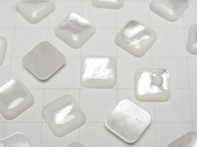 【動画】高品質ホワイトシェル(白蝶貝)AAA スクエア カボション10×10mm 5個 サムネイル2