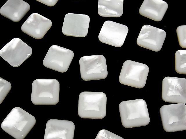 【動画】高品質ホワイトシェル(白蝶貝)AAA スクエア カボション10×10mm 5個 サムネイル3