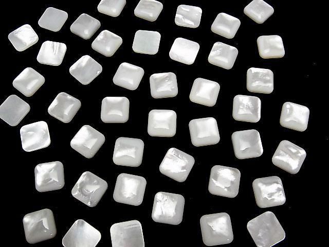 【動画】高品質ホワイトシェル(白蝶貝)AAA スクエア カボション10×10mm 5個 サムネイル4
