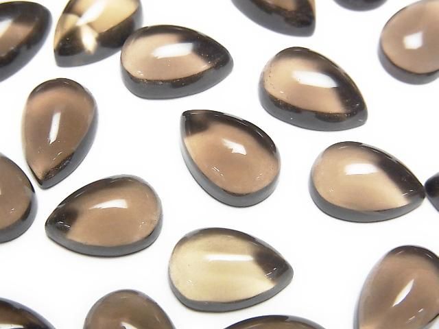 【動画】宝石質スモーキークォーツAAA ペアシェイプ カボション12×8mm 4個の画像