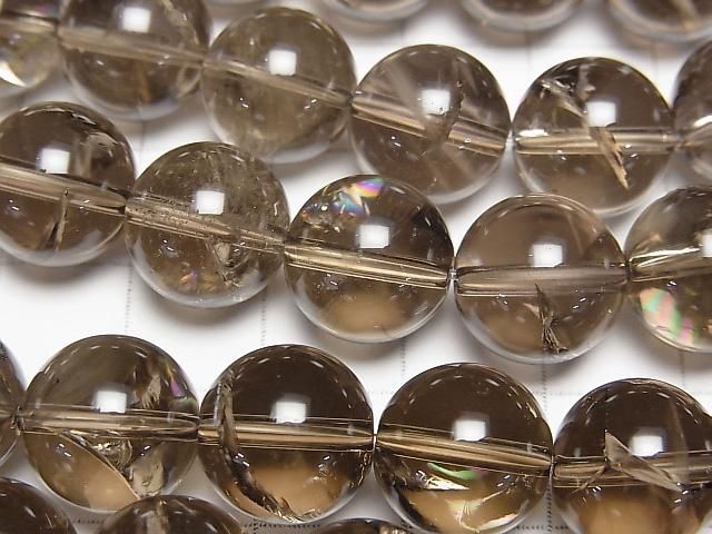 【動画】スモーキーアイリスクォーツAAA- ラウンド12mm 【ライトカラー】 半連/1連(約37cm) サムネイル2