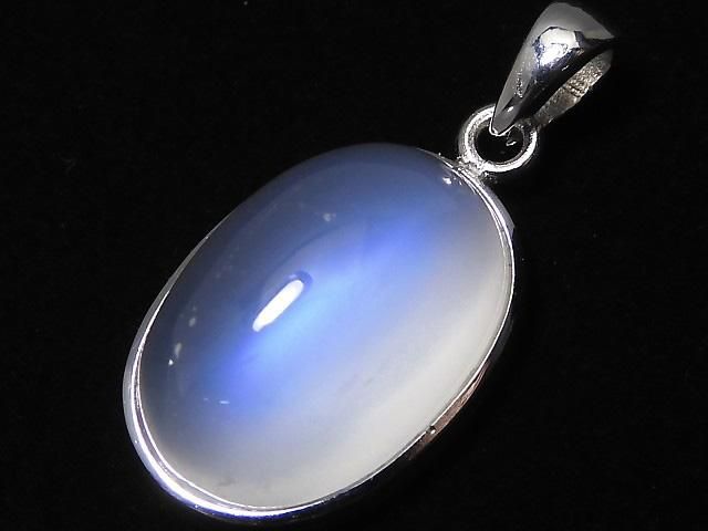【動画】【1点もの】宝石質ロイヤルブルームーンストーンAAA ペンダントトップ SILVER925製 NO.42の画像