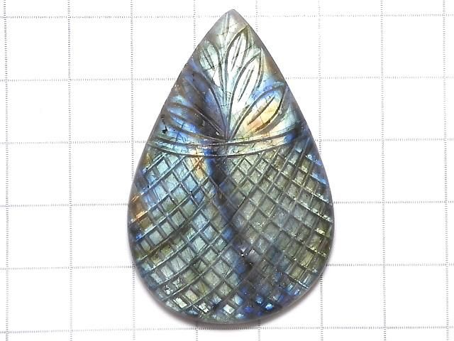 【動画】【1点もの】レインボーラブラドライトAAA- 彫刻入りカボション 1個 NO.58 サムネイル2