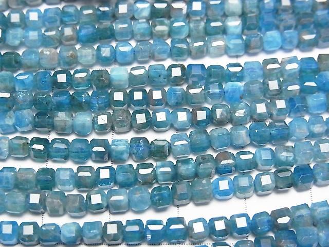 【動画】【素晴らしい輝き】ブラジル産アパタイトAA+ キューブカット3×3×3mm 1連(約37cm) サムネイル2