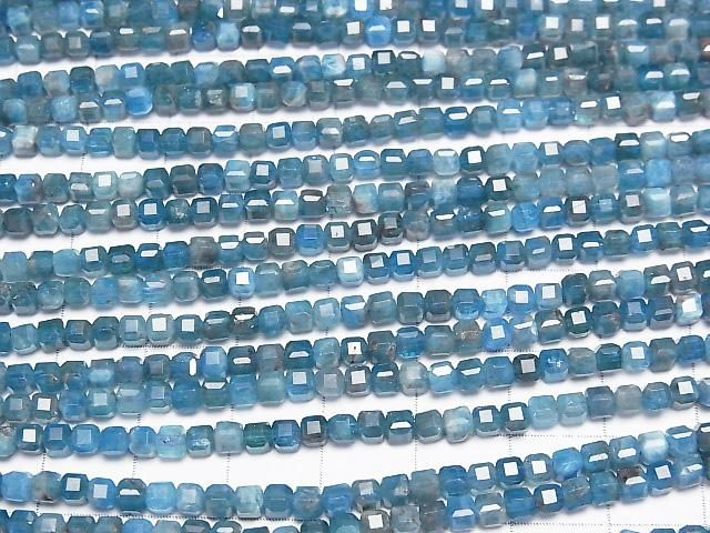 【動画】【素晴らしい輝き】ブラジル産アパタイトAA+ キューブカット3×3×3mm 1連(約37cm) サムネイル3