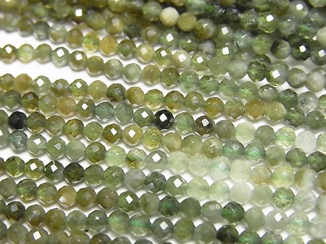 【動画】【素晴らしい輝き】グリーントルマリンAAA- 極小ラウンドカット2.5mm 1連(約37cm)の画像