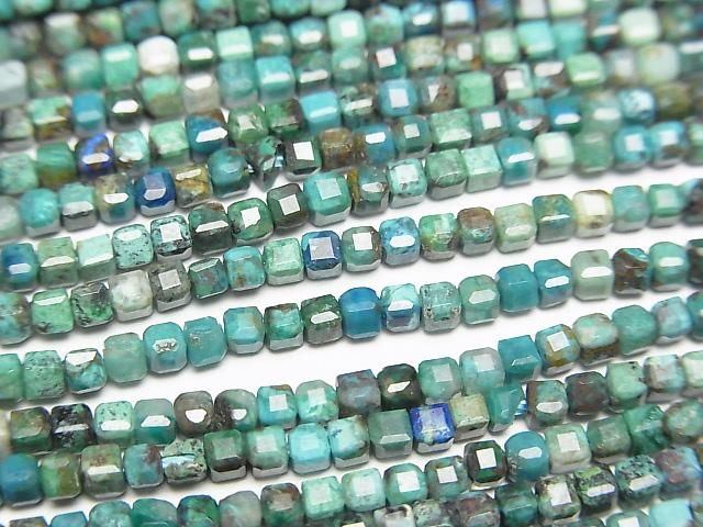 【動画】【素晴らしい輝き】クリソコラAA++ キューブカット2×2×2mm 1連(約37cm)の画像
