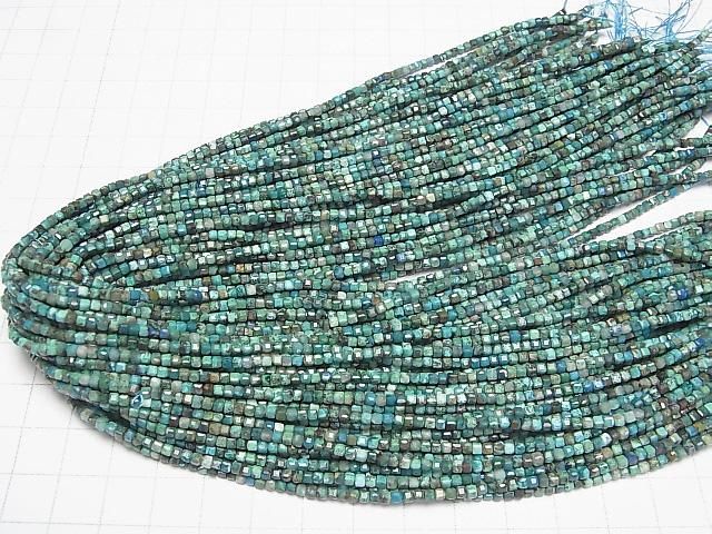【動画】【素晴らしい輝き】クリソコラAA++ キューブカット2×2×2mm 1連(約37cm) サムネイル4