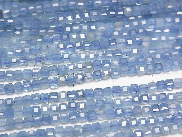 【動画】【素晴らしい輝き】ディープブルーアクアマリンAA++ キューブカット2×2×2mm 1連(約37cm) サムネイル2