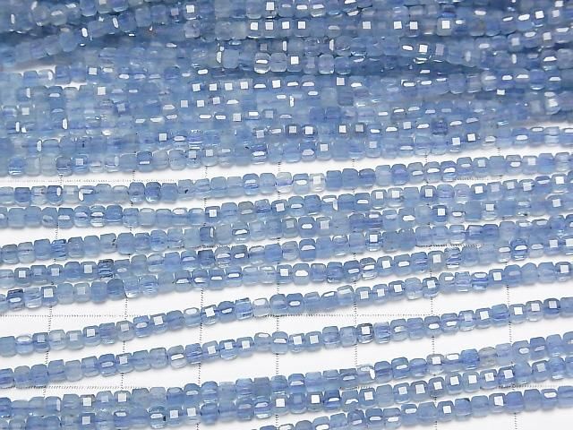 【動画】【素晴らしい輝き】ディープブルーアクアマリンAA++ キューブカット2×2×2mm 1連(約37cm) サムネイル3